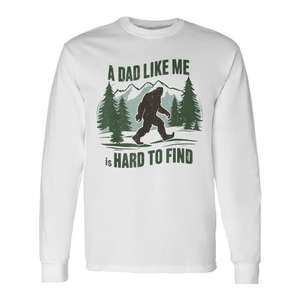 Maglietta a maniche lunghe con stampa serigrafica Sasquatch Fathers Day Bigfoot, abbigliamento casual da uomo per riunioni di famiglia/feste - Product Image 1