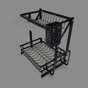 Égouttoir à vaisselle pliable en métal, multi-usages, petite <span class=keywords><strong>cuisine</strong></span>, 2 niveaux, support mural pour vaisselle de <span class=keywords><strong>cuisine</strong></span> - Product Image 6