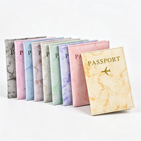 Dompet Paspor Kulit PU Motif Marmer, Penutup Paspor, Tempat Paspor Custom, Dengan Slot Kartu Kredit dan ID Bisnis