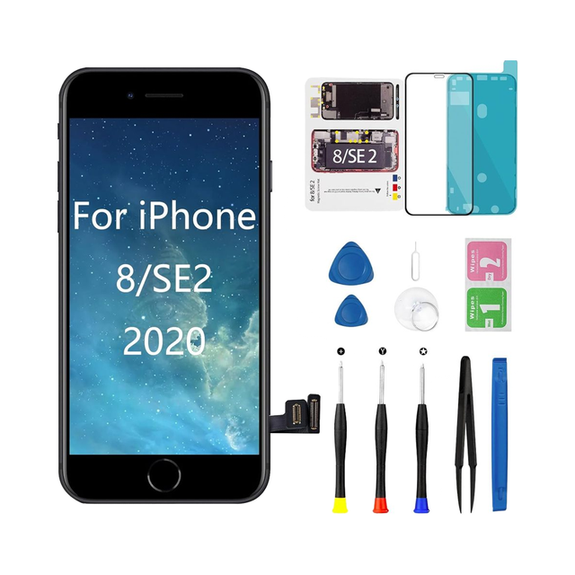 CLNGAI for 8/SE 2020 2nd Gen Screen Replacement LCD Touch Digitizer Repair Kit 1 Year (Models