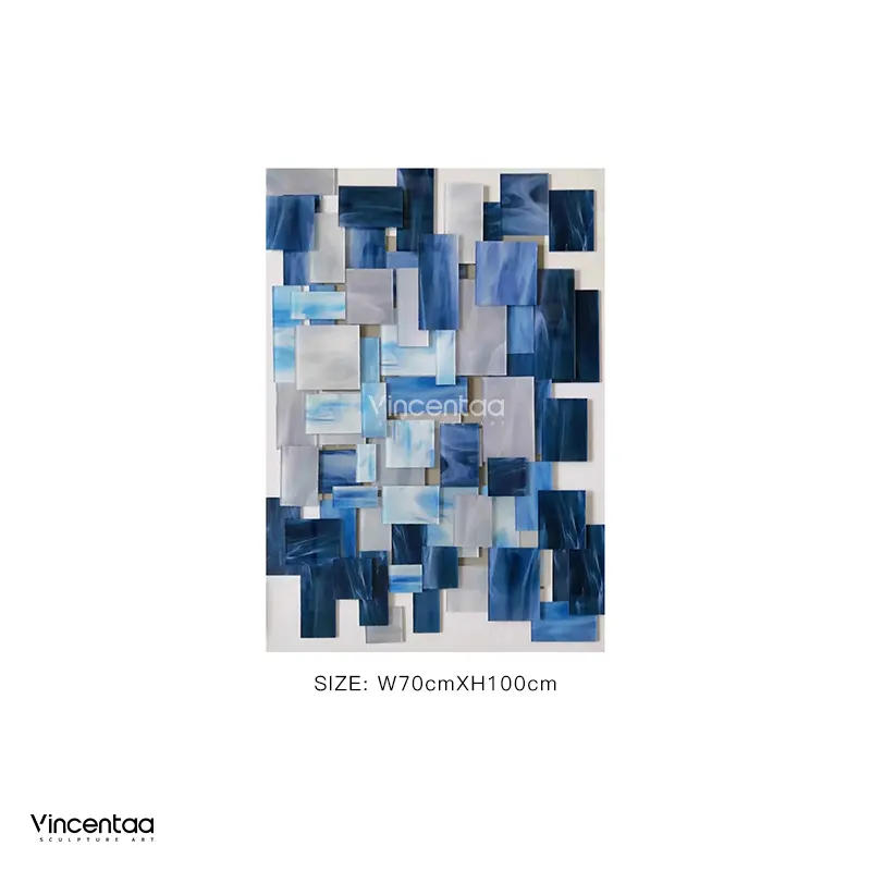 Vincentaa Modern Interior Hotel Design Marmor Geometrische blaue Mosaik Acryl 3d Acrylmalerei Wand dekoration