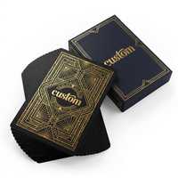 Naipes Negros Art Deco con Logotipo Personalizado, Juego de Póker de Lujo, Regalo Corporativo