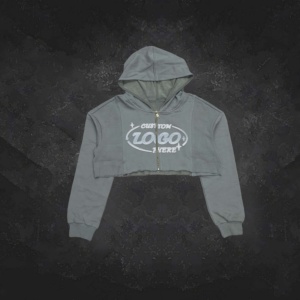 Sweat à capuche vintage en coton éponge 100% lavé, coupe ample, ourlet brut, zippé, effet vieilli, pour l'automne - Product Image 2