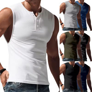 2025 men's <b>light</b> <b>board</b> solid color summer sports vest wide-shoulder men's slim sleeveless t-shirt trend - Product Image 5