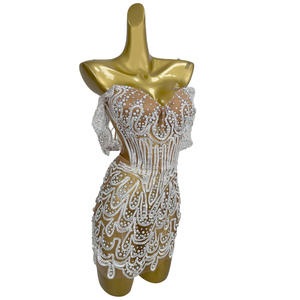 Elegante schulter freie Spitzen perlen 2-teiliges Set Korsett-Miniröcke Frauen Geburtstag Hochzeits feier Bodycon Kleid Party <span class=keywords><strong>Prom</strong></span> Outfits - Product Image 4