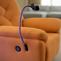 Fauteuil inclinable électrique moderne avec support pour téléphone, en cuir véritable