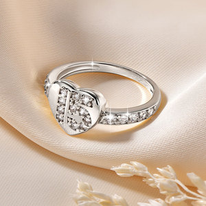 Подарок на 15-летие (Кинсеанера): Романтическое модное обручальное кольцо для женщин с прозрачным круглым цирконом 5А в форме сердца - Product Image 6