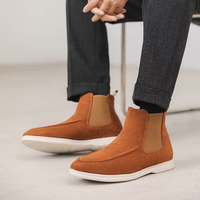Sepatu Boots Pria Chelsea High Top Mid-Calf Ankle Ukuran Besar Bahan Suede Kulit Sapi Ringan Sol Lembut Warna Solid Sederhana Bernapas