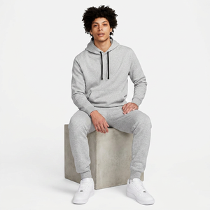 Conjunto Deportivo Informal para Hombre, Sudadera con Capucha Acolchada de Terciopelo Ligero, Pantalones Cortos, Color Sólido, Poliéster/Algodón - Product Image 4
