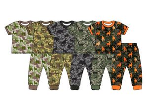 Pyjama 2 pièces personnalisé pour bébé garçon, motif camouflage de chasse à l'elk, 95% coton 5% élasthanne, ensemble de vêtements pour frères - Product Image 2