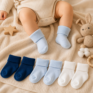 Calcetines para Bebés de 0 a 12 Meses, Suaves, Transpirables, de Color Sólido, Estilo Casual Minimalista, Venta al Por Mayor - Product Image 2