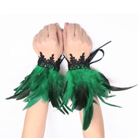 Gants en dentelle pour bal masqué |   Accessoires de costume sur le thème d'Halloween, vêtements de théâtre et de scène, ornés de plumes