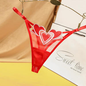 Bragas de mujer de gran oferta, bragas de encaje con patrón de amor, bragas de Tanga sin cuentas en la entrepierna para mujer al por mayor - Product Image 3