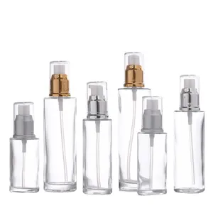 20ml 30ml 40ml 50ml pompe à lotion/bouteilles de pulvérisation Bouteille d'émulsion en verre transparent 60ml 80ml 100ml 120ml vaporisateur cosmétique b