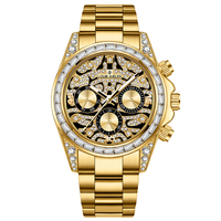 Luxuriöse Herren-Mechanikuhr aus Edelstahl 42mm Multifunktionale Montre mit Drei Hilfszifferblättern Diamant-Chronograph für Männer