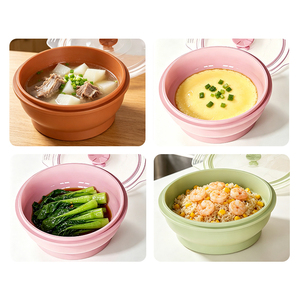 Casserole vapeur <span class=keywords><strong>en</strong></span> <span class=keywords><strong>silicone</strong></span> de qualité alimentaire écologique avec design pliable, capacité de 1300 ml, compatible <span class=keywords><strong>micro</strong></span>-ondes - Product Image 2