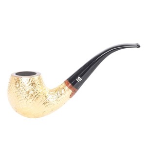 Briar Wood Golden Pipe Bent Type 9mm Filter Tobacco Pipe For Men Smoking Set - Product Image 1