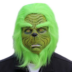 Halloween Party Prop Mask Good Quality Natural Latex Full Head Soft Cartoon Mask Green Anime Grinch Masks