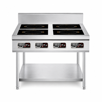 Cuisinière à induction électrique professionnelle de type étagère, 4 brûleurs, en acier inoxydable, sans flamme nue, pour cuisine de restaurant