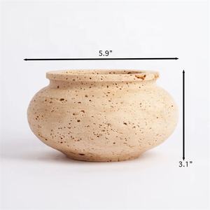 Vase Flore Et Pot De Jardinière En Pierre Sculpturale Beige Vintage - Product Image 6
