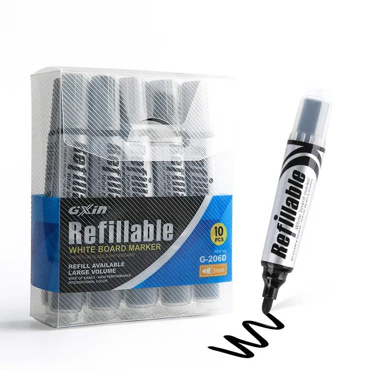 GXIN Vente en gros Marqueur pour tableau haute performance Stylos pour tableau blanc Encre de recharge Marqueur effaçable rechargeable Marqueur pour tableau blanc à base d'huile