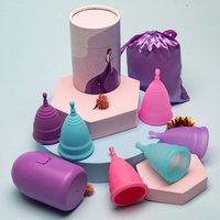 Nuevo Diseño, Juego de Copas Menstruales Reutilizables, Copas Menstruales Orgánicas, Esterilizador Lavable, Copas Menstruales de Silicona