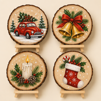 Plaque en bois naturel rond non fini pour la peinture, idéale pour les projets artisanaux de Noël