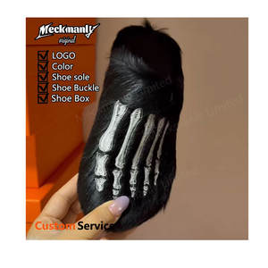 Pantoufles en peluche personnalisées, douces et fourrées, avec broderie, sandales chaudes à talons pour homme - Product Image 1