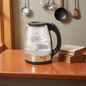 Bouilloire en verre conforme aux spécifications européennes, grande capacité 1,7 L, arrêt automatique, base en acier inoxydable, visible et transparente, pour usage domestique - Product Image 1