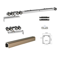 Système de poulies pour porte coulissante à double fermeture douce, 8 roues, robuste, en nickel, design moderne, pour usage hôtelier, capacité 100 kg
