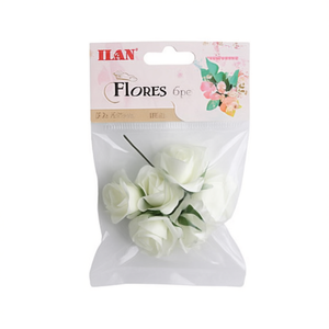 ILAN Flores Crema 6 Pezzi Rose Artificiali per Decorazione - Product Image 2