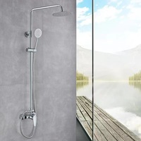 Ensemble de douche chromé tout en cuivre avec douchette pluie à deux/trois réglages ; Robinetterie de salle de bain en gros