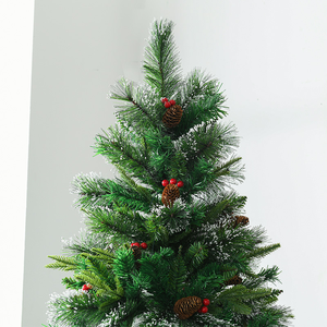 Prelit <b>Flocked</b> Artificial <b>Christmas</b> <b>Tree</b> with Red Berries Pinecones Metal Stand for Indoor Xmas Decor for Living Room - Product Image 4