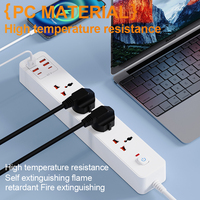 Cable de Extensión con Enchufe de 16A, Protector de Sobretensión, Regleta de Alimentación Eléctrica con Puerto USB