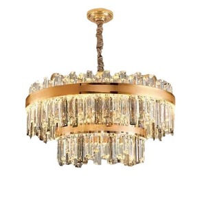 Lámpara de Araña Moderna de Cristal de Diseño Americano, Lámpara de Techo para Sala de Estar, Hecha a Mano en Acero Inoxidable, LED, Tamaño Personalizable - Product Image 1