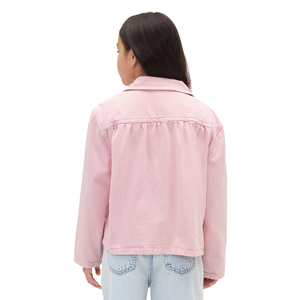 Produttore Logo personalizzato cotone/Pol <span class=keywords><strong>Denim</strong></span> rosa manica lunga ragazze camicie giacche per bambini con tasca per adolescenti Outdoor Wear - Product Image 4