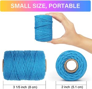 Cordon en coton naturel de 3 mm, 12 rouleaux, 4 brins, ficelle colorée pour travaux manuels, suspensions murales, porte-plantes, œuvres d'art - Product Image 4