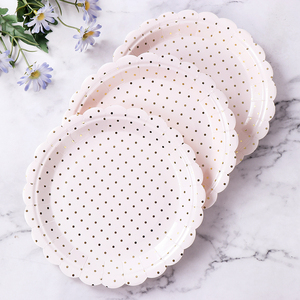 Serviettes modernes dorées à pois, assiettes en papier jetables blanches imprimées pour la fête de Pâques, étoiles brillantes, estampage à chaud, dégradable - Product Image 6