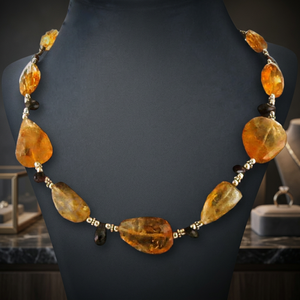 Collar de cuentas de citrino para mujer, piedra natural en forma de bola, estilo vintage, boda, plata 925, joyería chapada en plata - Product Image 4