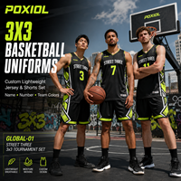 Conjunto de Camiseta y Pantalones Cortos de Baloncesto 3x3, Personalizados, Transpirables, que Absorben la Humedad, Ligeros, de Secado Rápido, 100% Poliéster para la Calle