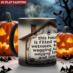 Heat Changing Mug 11oz Frosted Black Ceramic Custom Print Cup With <b>Dog</b> House Design - Product Image 6
