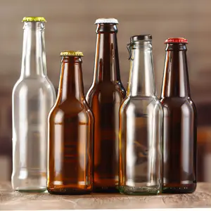 250ml 275ml Brown Transparent Long Neck Empty Wine Glass Storage Craft Beer Bottle
