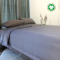 Prêt à expédier couleur unie 100% ensemble de literie en coton biologique certifié GOTS housse de couette Queen/King Size avec drap plat