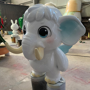 Cartoon <b>Elephant</b> Fiberglass Sculpture Outdoor <b>Decorative</b> Figure Handmade Animal Statue Floor Mount - Product Image 3