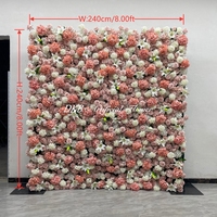 DKB - Nueva Llegada - Pared de Flores Artificiales de Hortensias Rosa Pastel de 8 x 8 pies para Decoración de Fondo de Estudio Fotográfico para Baby Shower, Decoración de Fiestas