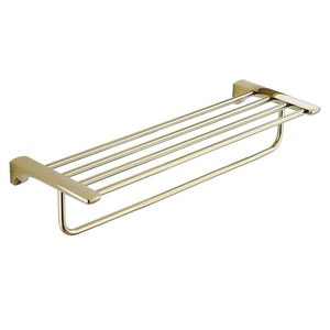 Gold Wall Mounted Towel Rack Stainless Steel 20Kg Load Capacity <b>Bathroom</b> <b>Shelf</b> Single Layer Towel Holder - Product Image 5