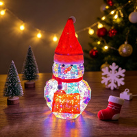Décoration de bonhomme de neige lumineuse à LED, géométrique 3D irisée, alimentée par USB, lumières de Noël écologiques, éclairage de table de Noël