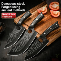Couteau de chef en acier Damas forgé à la main, hachoir de cuisine aiguisé avec manche, couteau de cuisine polyvalent pour la vente en gros