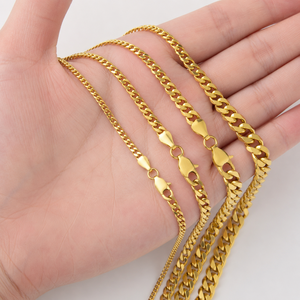 สร้อยคอแฟชั่นสไตล์ไมอามีคิวบันลิงค์ สแตนเลสชุบทอง 14k ขนาด 3 มม. 4 มม. 5 มม. 6 มม. 8 มม. พร้อมตัวล็อกแบบก้ามปู สำหรับทุกเพศ เหมาะสำหรับงานปาร์ตี้ ขายส่ง - Product Image 1