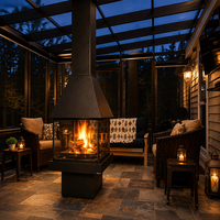 Poêle à bois moderne en acier pour extérieur et intérieur, équipement de chauffage d'occasion pour jardin, patio, villa, maison, salon